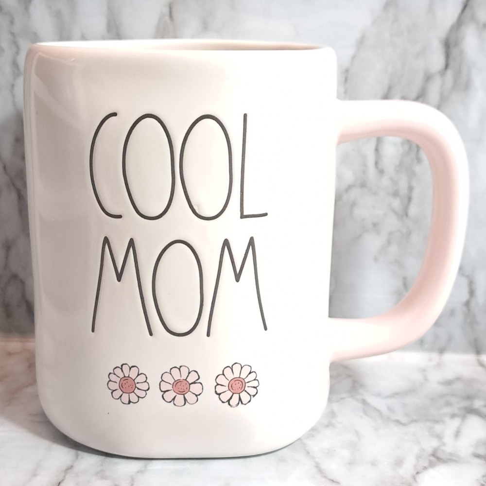Rae Dunn Cool Mom Mug/Cup Ivory/Pink Wildflowers Magenta Artisan Collection